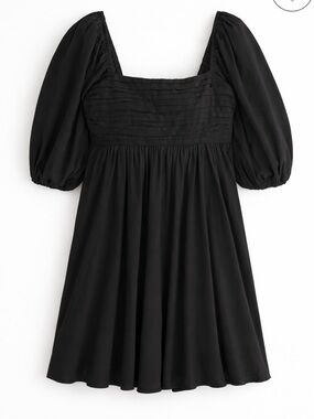 The A&F Emerson Poplin Puff Sheet Sleeve Black Mini Dress